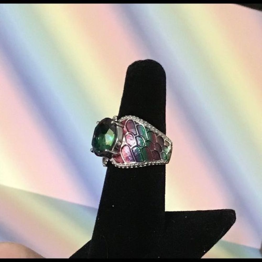 Sterling Silver‎ Mystic Topaz Ring with Italian Enamel - Picture 7 of 12